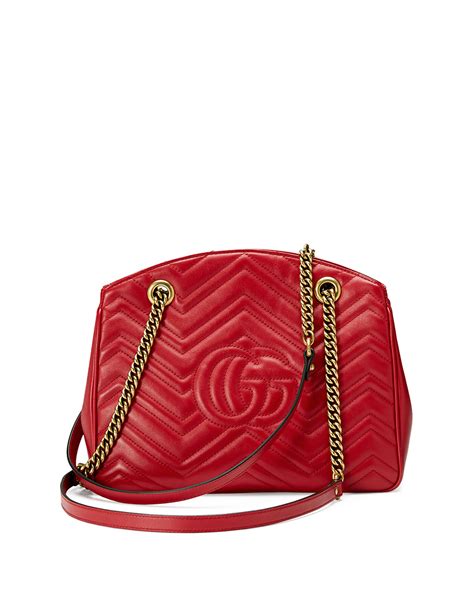 gucci red marmont quilted shoulder bag